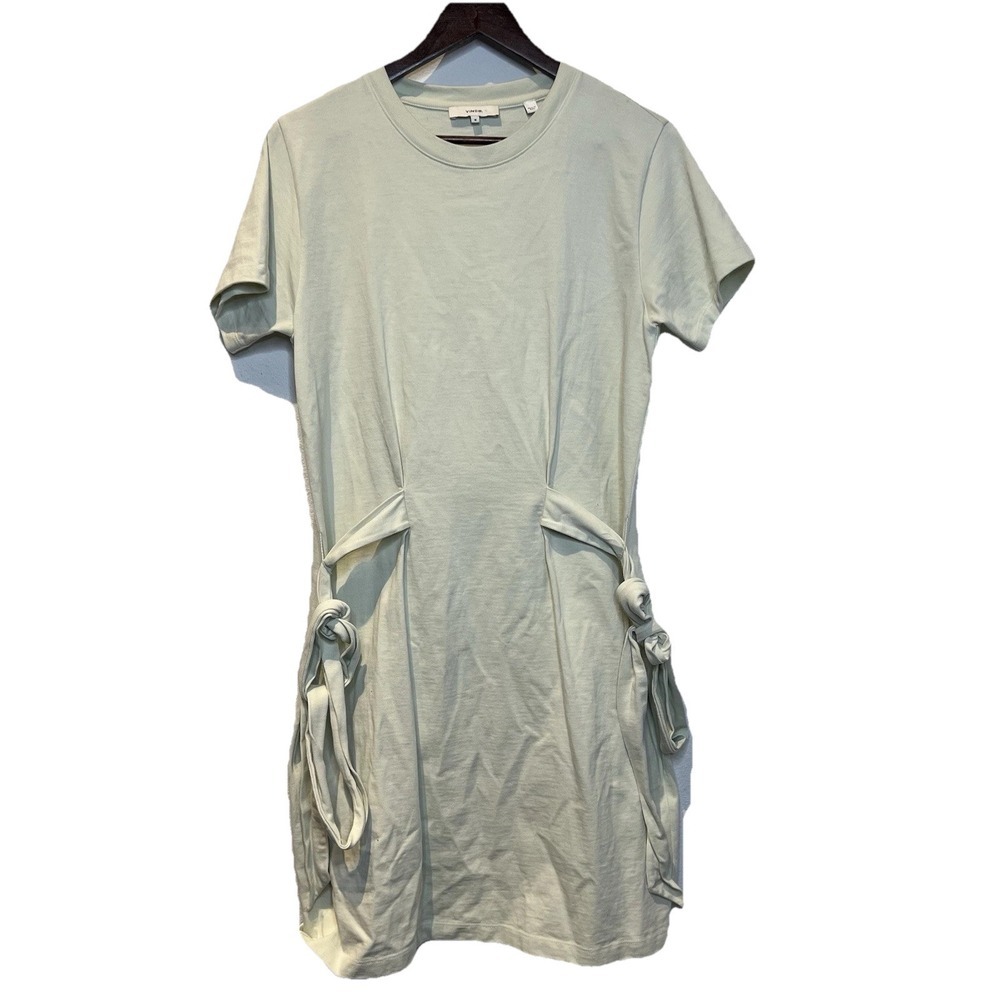 VINCE Tie Waist Cotton T-shirt Dress In Ecru/Cream Size M $195 Minimalist - Picture 2 of 9